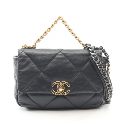 シャネル CHANEL 19 ディズヌフ マトラッセ 2WAY ショルダーバッグ バッグ ラムスキン(羊革) レディース ネイビー系 AS1160 【中古】