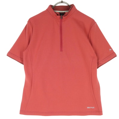 美品 MARMOT マーモット ワンポイントロゴ ゴルフ 半袖 ハーフジップ Tシャツ M ピンク