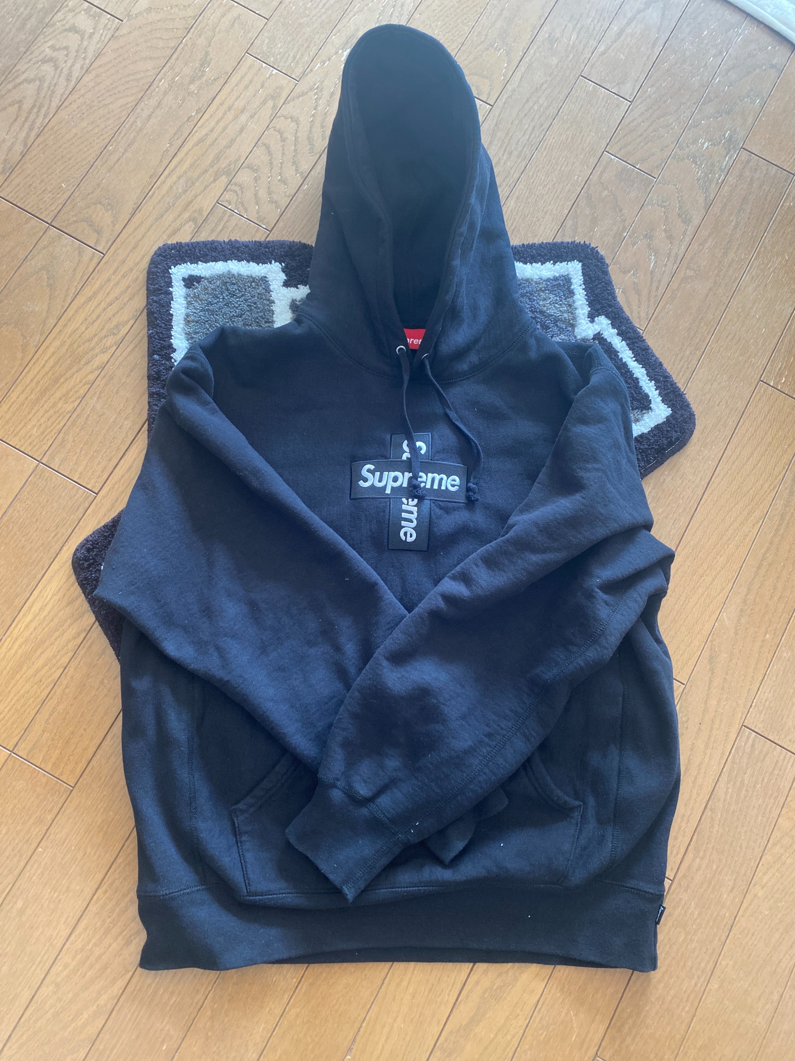 Supreme Cross Box Logo Hooded Sweatshirt "Black"