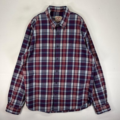 古着 ブルックスブラザーズ Brooks Brothers 長袖シャツ ボタンダウン 胸ポケット XL ネイビー系 チェック メンズ