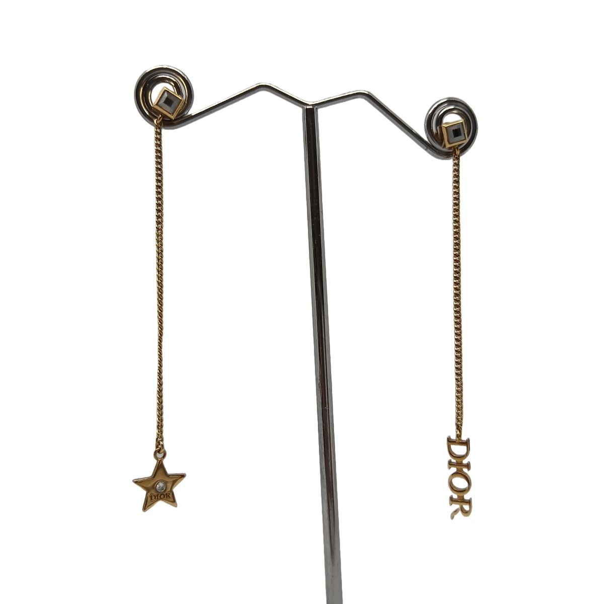 Dior ディオール CDロゴ スター ロングチェーン ピアス GP  レディース【中古】