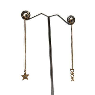 Dior ディオール CDロゴ スター ロングチェーン ピアス GP レディース【中古】