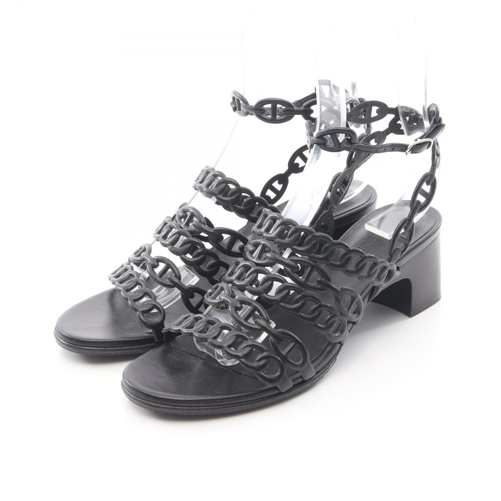 エルメス HERMES ロマンツァ サンダル 靴 レザー レディース ブラック系 【中古】