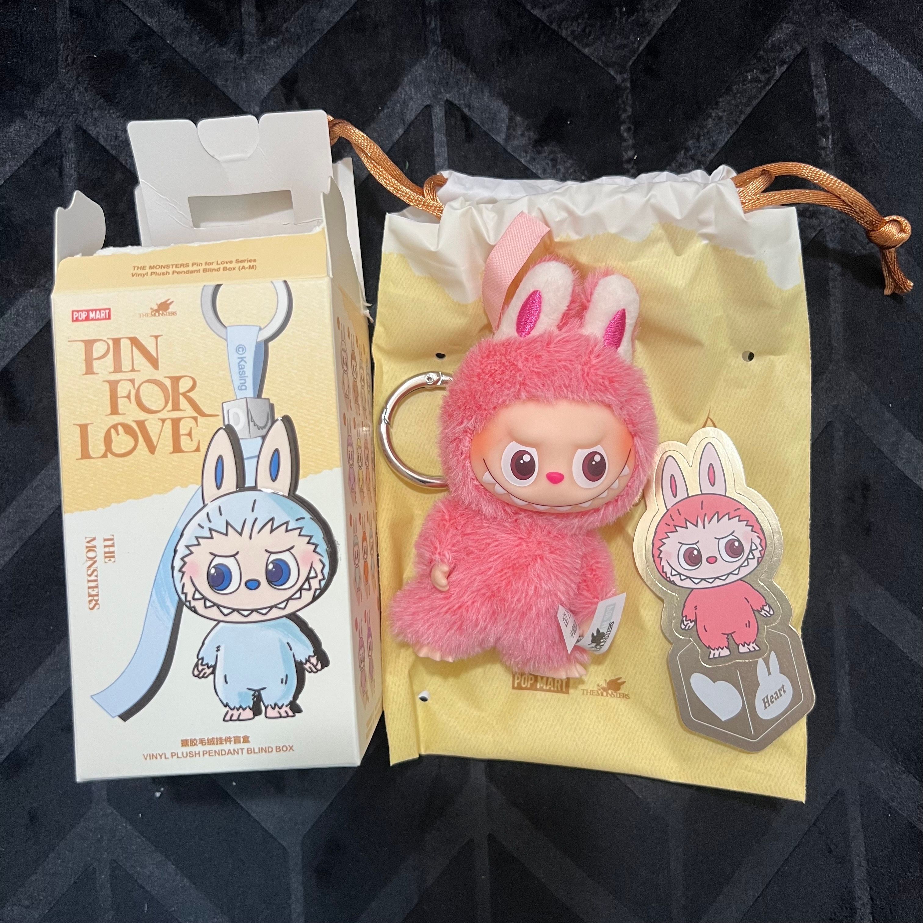 POP MART THE MONSTERS (LABUBU) Pin for Love Series-Vinyl Plush Pendant (A-M) Heart (Secret)