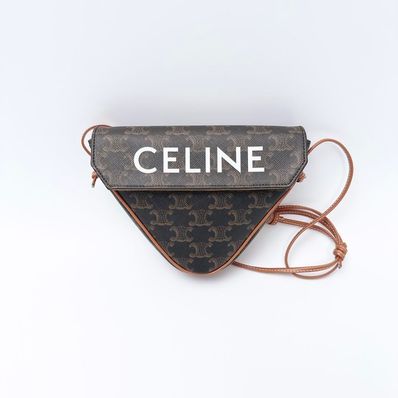 CELINE Triangle Bag in Triomphe Canvas with CELINE Print "Tan"