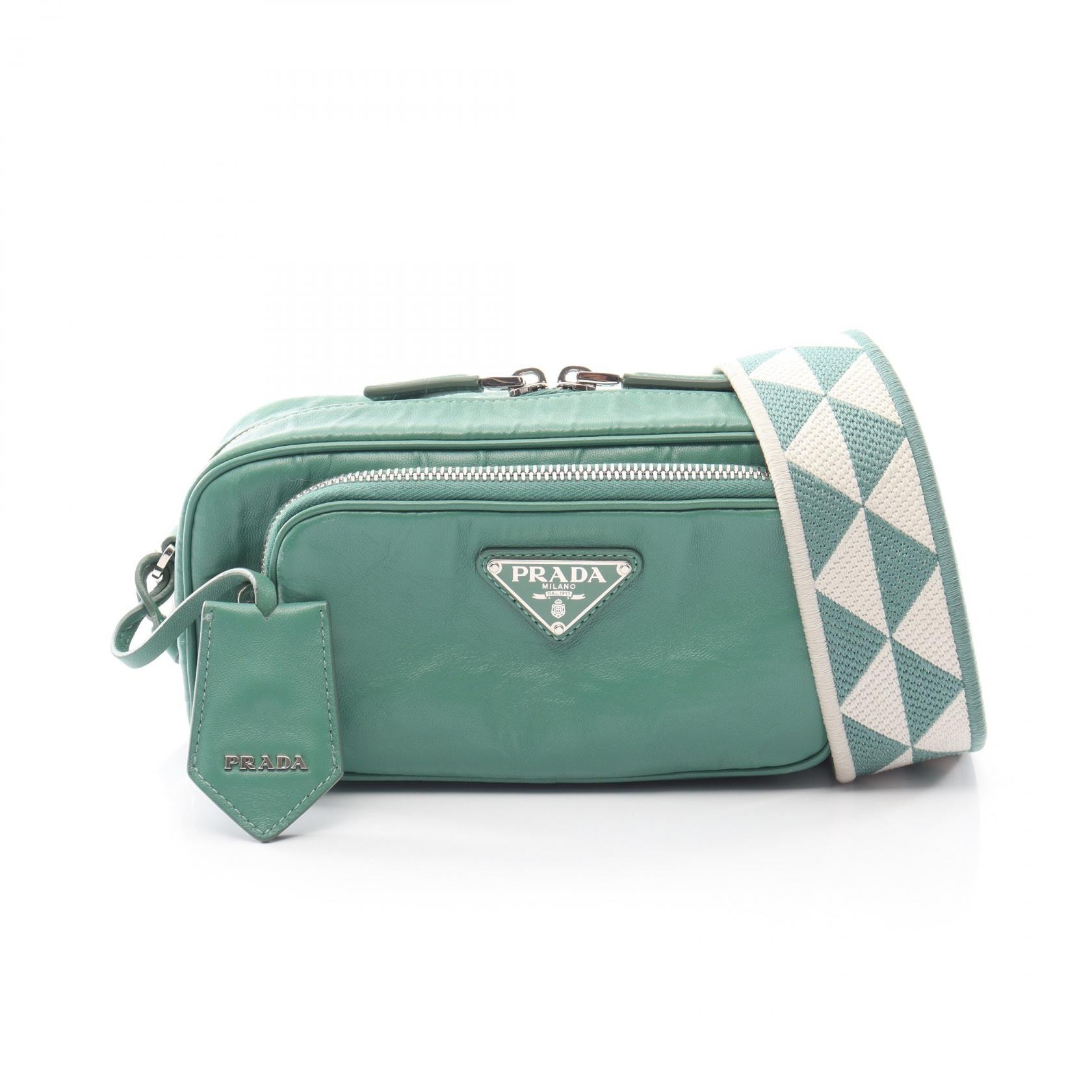 プラダ PRADA ナッパアンティーク ショルダーバッグ バッグ レザー レディース グリーン系 1BH198 【中古】