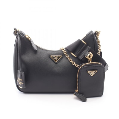 プラダ PRADA Re-Edition 2005 ショルダーバッグ バッグ サフィアーノレザー レディース ブラック系 1BH204 【中古】