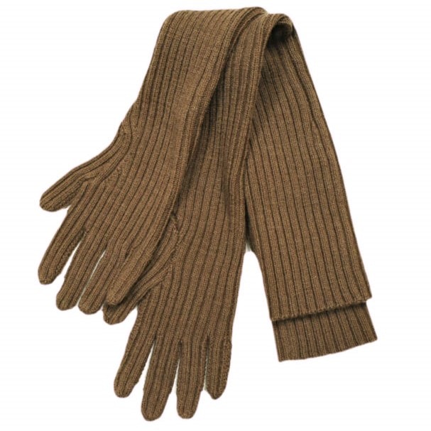 新品 DRIES VAN NOTEN ドリスヴァンノッテン 24AW TUSK 9706 W.K.GLOVES リブ編みニットロンググローブ 242-011222-9706-703 Brown 手袋 定価60,500円 g25017