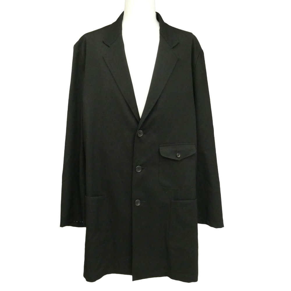 Yohji Yamamoto POUR HOMME ヨウジヤマモトプールオム 23SS HZ-J67-100 100番シワギャバ ウールギャバジン オープンボタン ビッグ テーラードジャケット ブラック系 4【中古】
