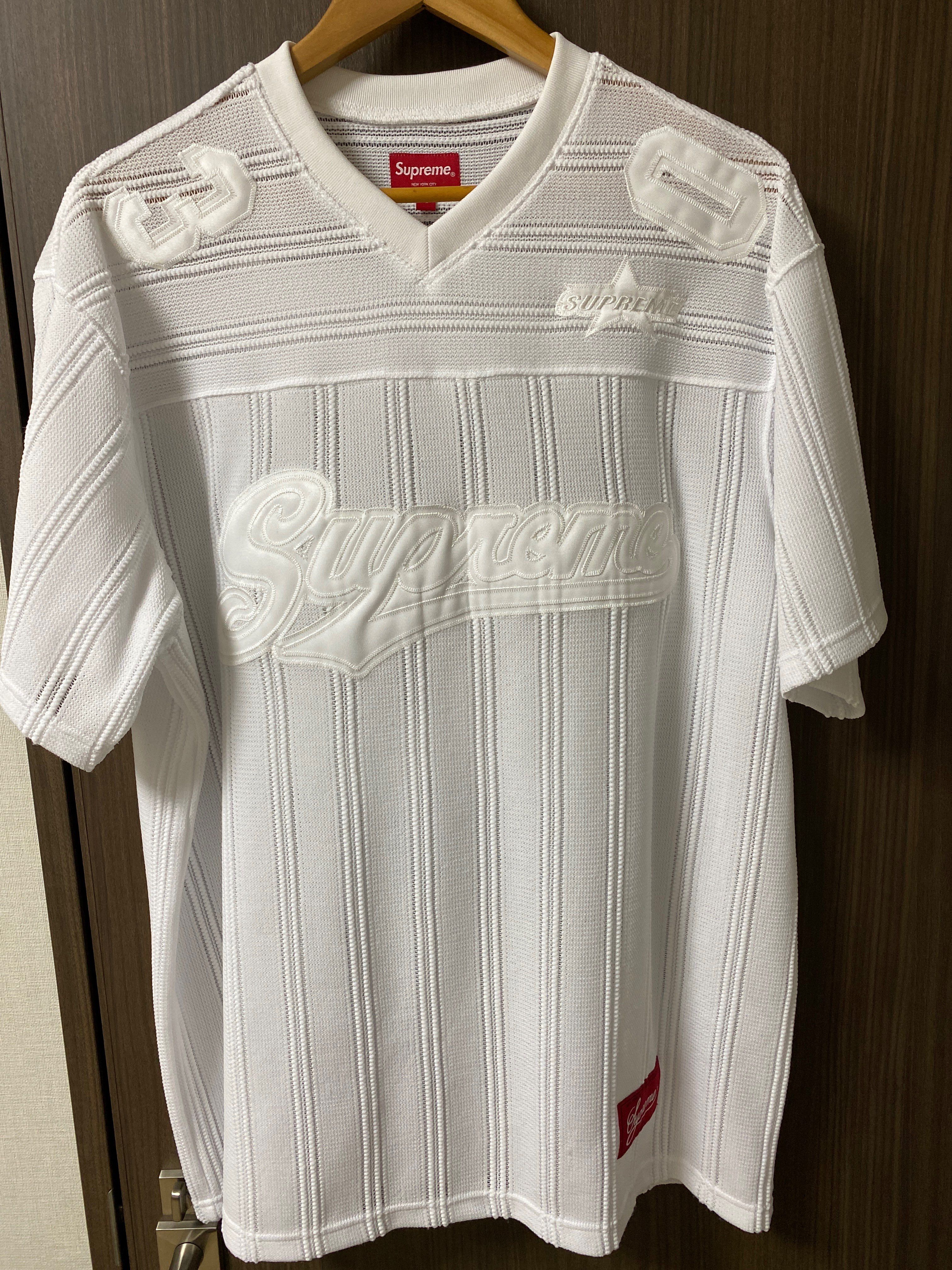 Supreme Mesh Stripe Football Jersey "White"