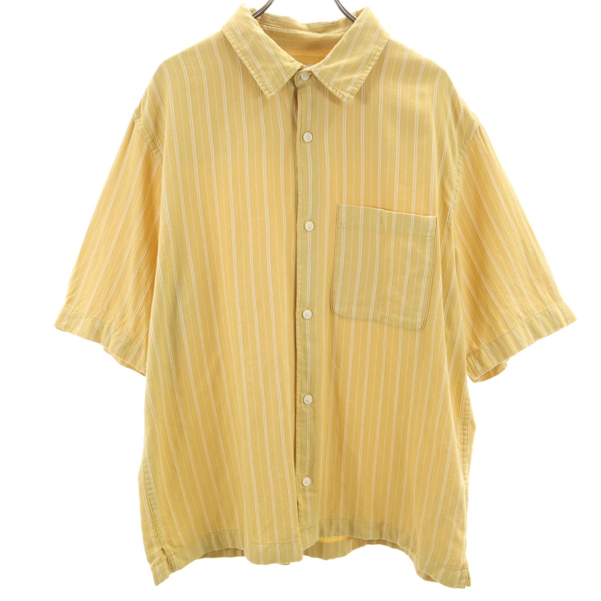 ZARA ザラ ストライプ柄 半袖 シャツ XL イエロー
