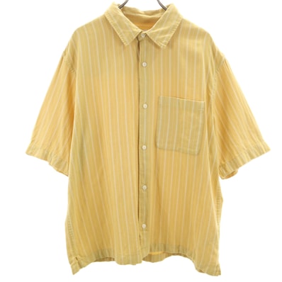 ZARA ザラ ストライプ柄 半袖 シャツ XL イエロー