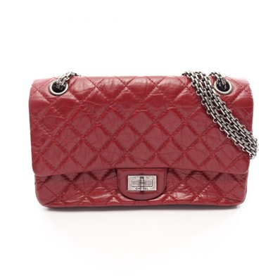 シャネル CHANEL 2.55 マトラッセ マドモアゼルチェーン ショルダーバッグ バッグ カーフ(牛革) レディース レッド系 【中古】