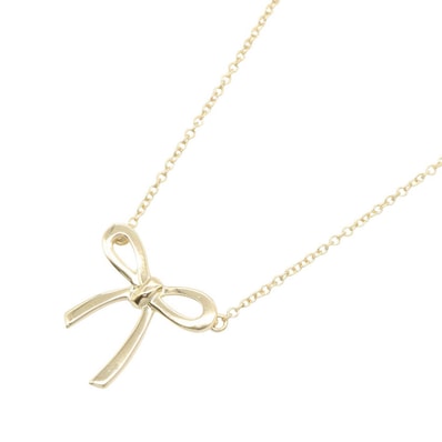 ティファニー TIFFANY&CO リボン ネックレス ネックレス ジュエリー K18(イエローゴールド) レディース ゴールド系 【中古】
