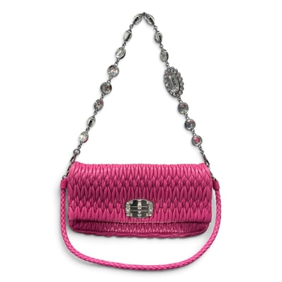 miumiu 美品 ミュウミュウ NAPPA CRYSTAL マテラッセ ナッパクリスタル 3way ショルダーバッグ クラッチバッグ RP0233 レザー ピンク ロゴ ABランク 中古 鑑定済 ミュウミュウバッグ