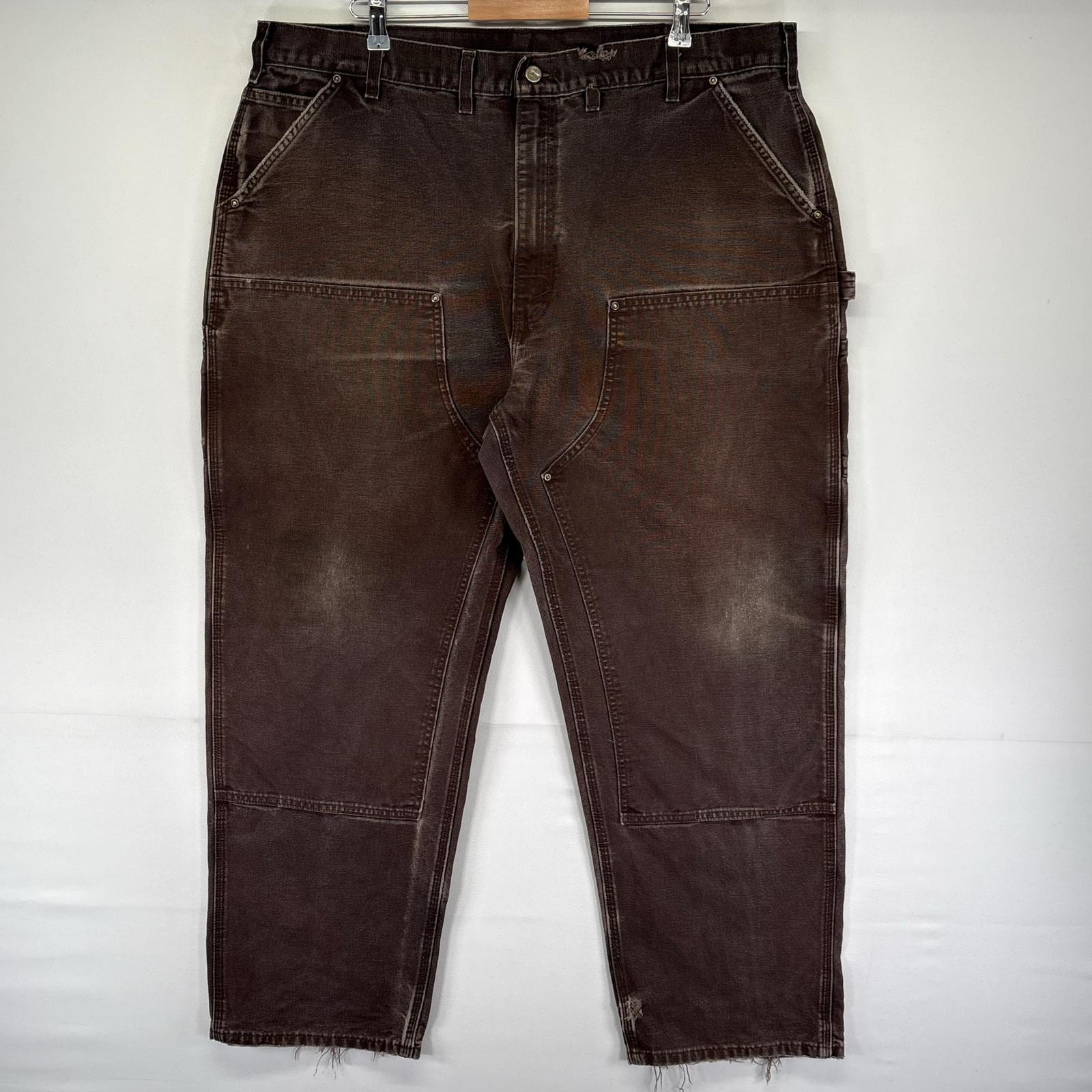 古着 カーハート Carhartt ダック パンツ ペインターパンツ ジッパーフライ 大きいサイズ ダブルニー W44 L34  ブラウン系 メンズ