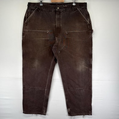 古着 カーハート Carhartt ダック パンツ ペインターパンツ ジッパーフライ 大きいサイズ ダブルニー W44 L34 ブラウン系 メンズ