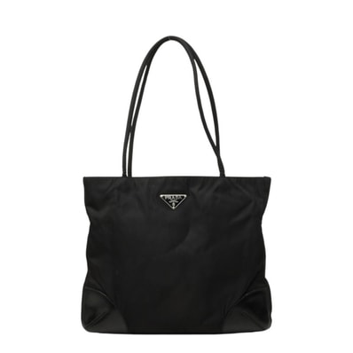 プラダ 三角ロゴプレート トートバッグ ショルダーバッグ BR1043 ブラック ナイロン レザー レディース PRADA 中古