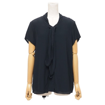 ■美品■2022年製■Emporio Armani エンポリオ・アルマーニ 半袖シャツ サイズ44 タイカラー リボン ブラウス ブランド古着【中古】20260506/RA9137