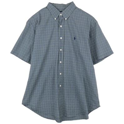 古着 ラルフローレン Ralph Lauren CLASSIC FIT 半袖 ボタンダウン チェックシャツ メンズXL相当/eaa623623