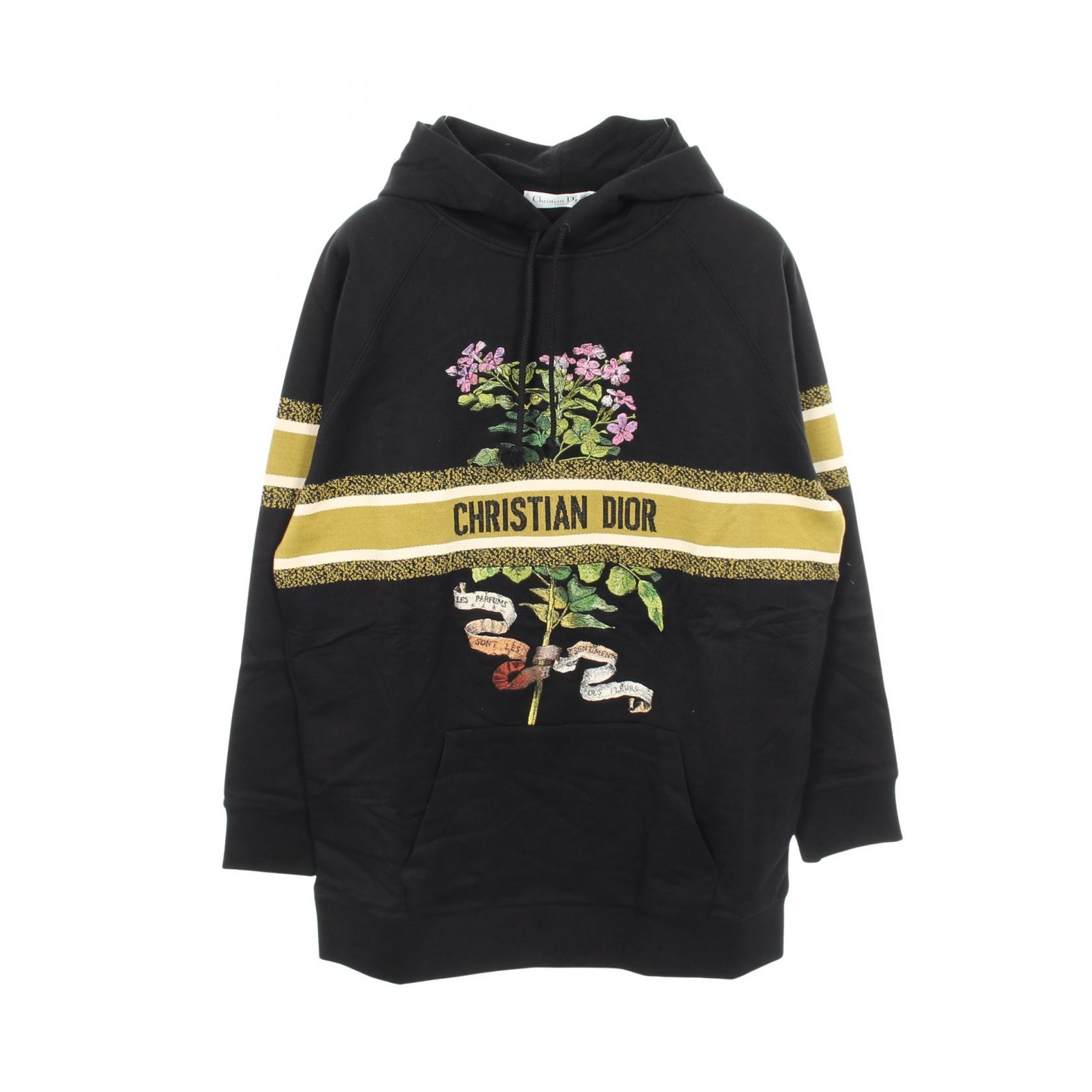 ディオール Dior ロゴ フラワー オーバーサイズ パーカー 衣料品 トップス コットン レディース ブラック系 / グリーン系 【中古】