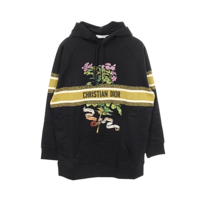 ディオール Dior ロゴ フラワー オーバーサイズ パーカー 衣料品 トップス コットン レディース ブラック系 / グリーン系 【中古】