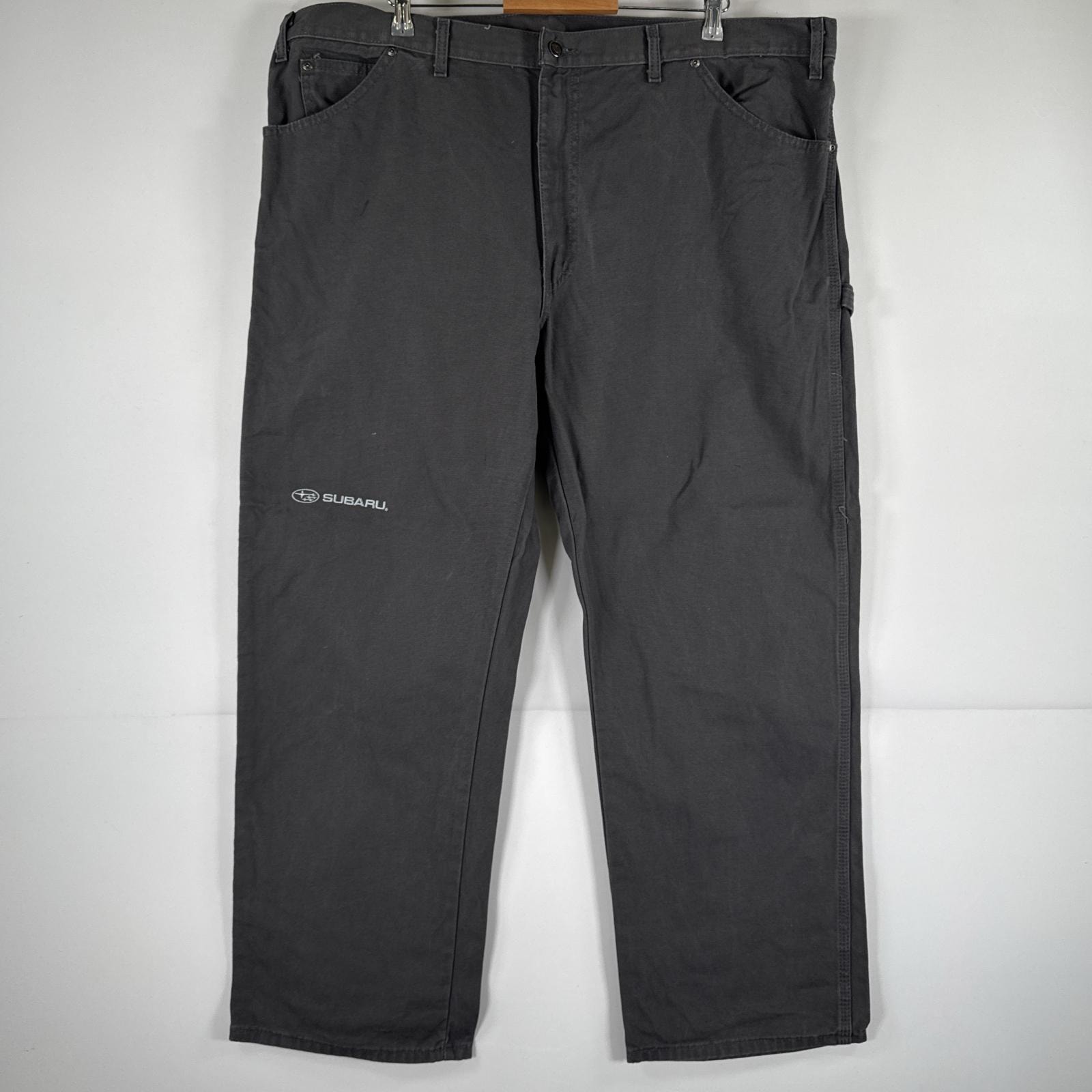古着 ディッキーズ Dickies ワークパンツ ダック ペインターパンツ 作業着 ワンポイント ロゴ 大きいサイズ 企業ロゴ SUBARU w44 L30 グレー メンズ