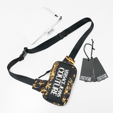 ■美品■Versace Jeans ヴェルサーチ・ジーンズ RANGE LOGO TYPE SKETCH 11 ボディバッグ VERSACE JEANS COUTURE ショルダーバッグ ロゴ ブランド古着【中古】20240429/GP8277