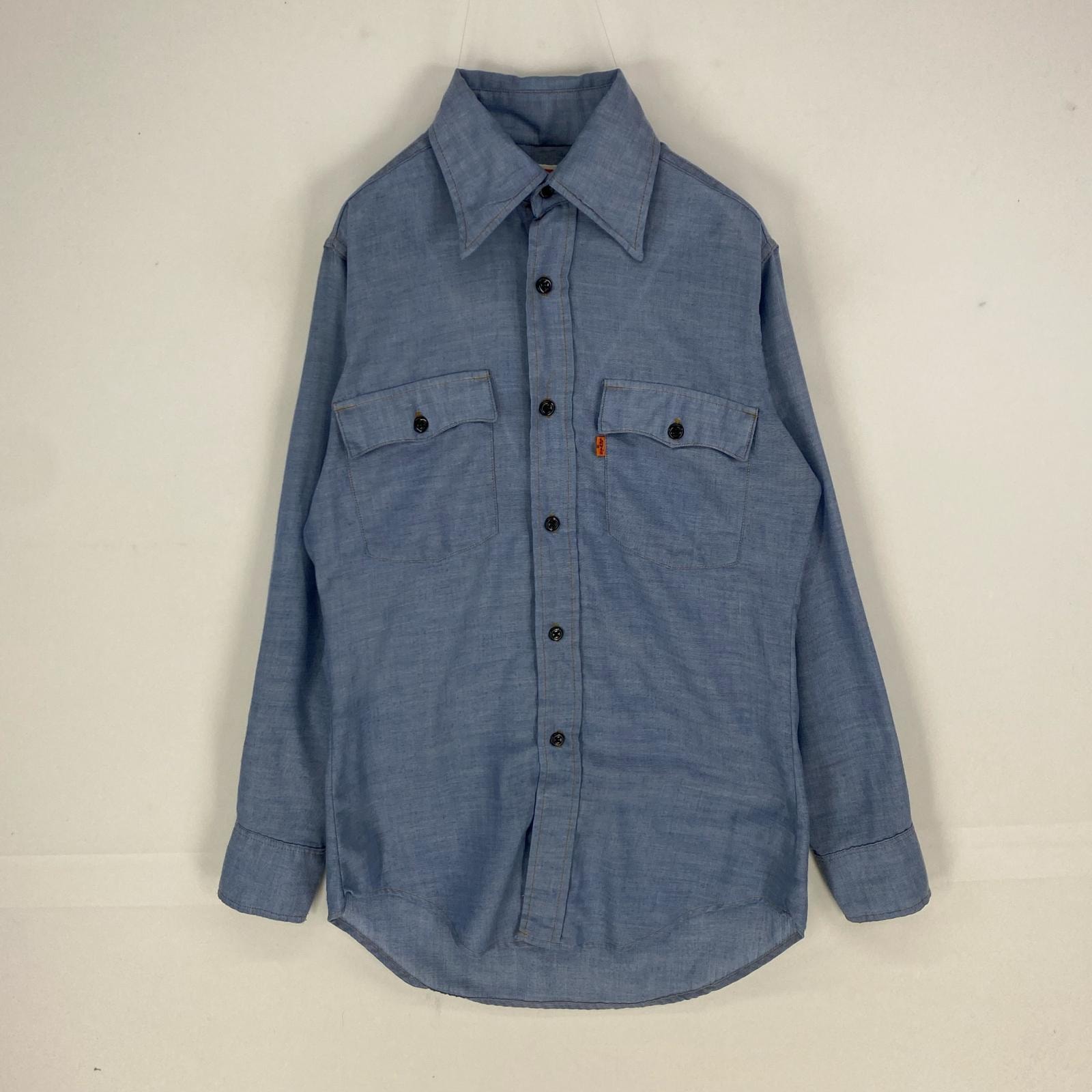 古着 70's/70年代 ヴィンテージ リーバイス Levi's 長袖シャツ シャンブレー ワーク オレンジタブ S ブルー系 メンズ