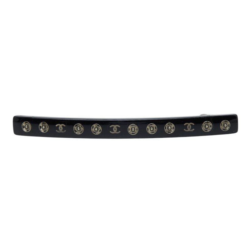 シャネル ココマーク バレッタ ヘアアクセサリー 03A ブラック シルバー プラスチック メタル レディース CHANEL 【中古】