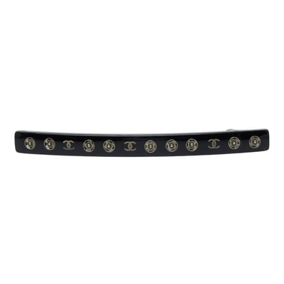 シャネル ココマーク バレッタ ヘアアクセサリー 03A ブラック シルバー プラスチック メタル レディース CHANEL 【中古】
