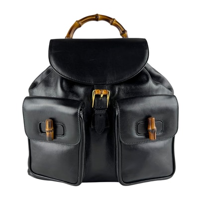 グッチ GUCCI リュック バンブー レザー ブラック レディース【中古】 z9677