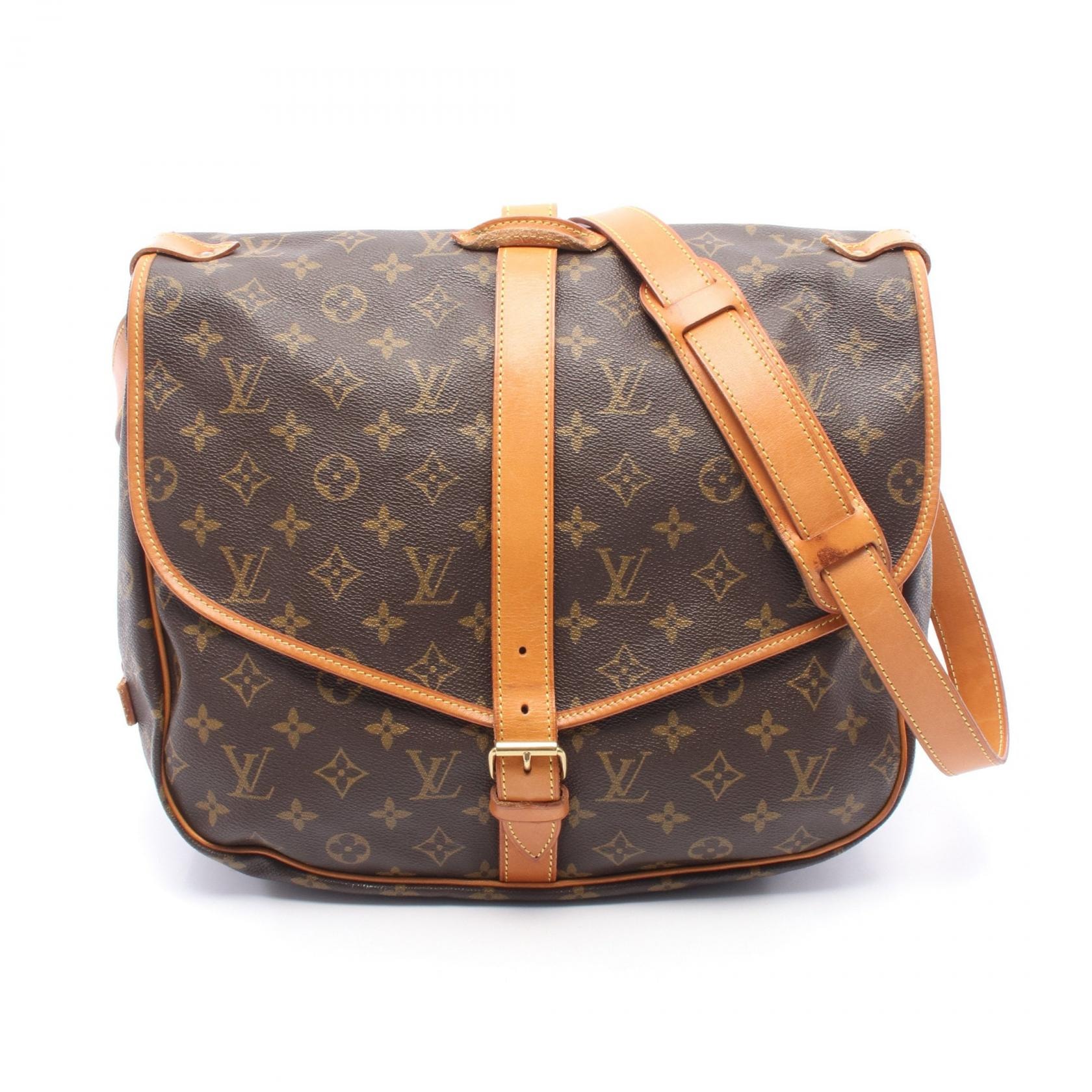 ルイ・ヴィトン LOUIS VUITTON ソミュール35 ショルダーバッグ バッグ PVCコーティングキャンバス レザー モノグラム レディース ブラウン系 M42254 【中古】