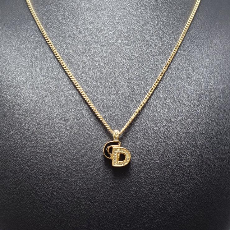 Christian Dior クリスチャンディオール ネックレス ディオールロゴ ゴールド調 ★良品★