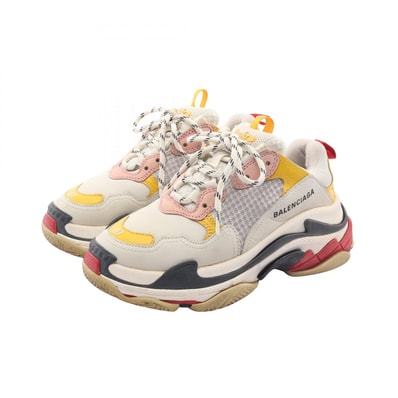 バレンシアガ BALENCIAGA TRIPLE S トリプルS スニーカー 靴 レザー ファブリック レディース ホワイト系 / マルチカラー 524038 【中古】