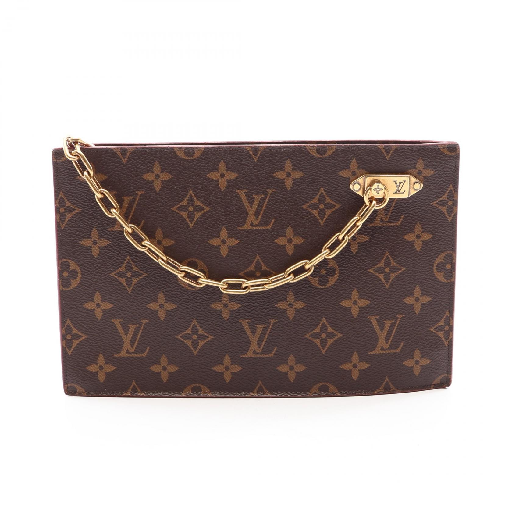 ルイ・ヴィトン LOUIS VUITTON チェーンクラッチ セカンドバッグ クラッチバッグ バッグ PVCコーティングキャンバス レザー モノグラム メンズ ブラウン系 M55646 【中古】