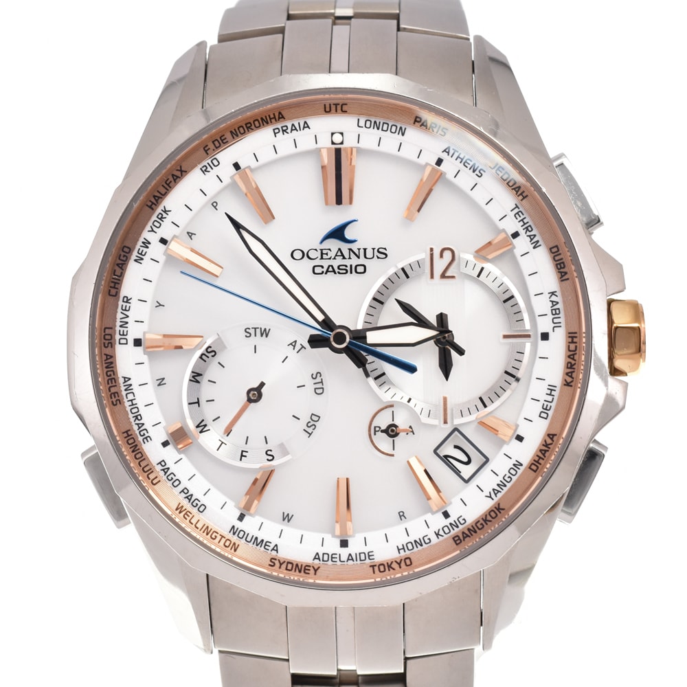 値下 カシオ CASIO OCW-S3400E-7AJF オシアナス マンタ ソーラー電波 メンズ 良品 A#146712