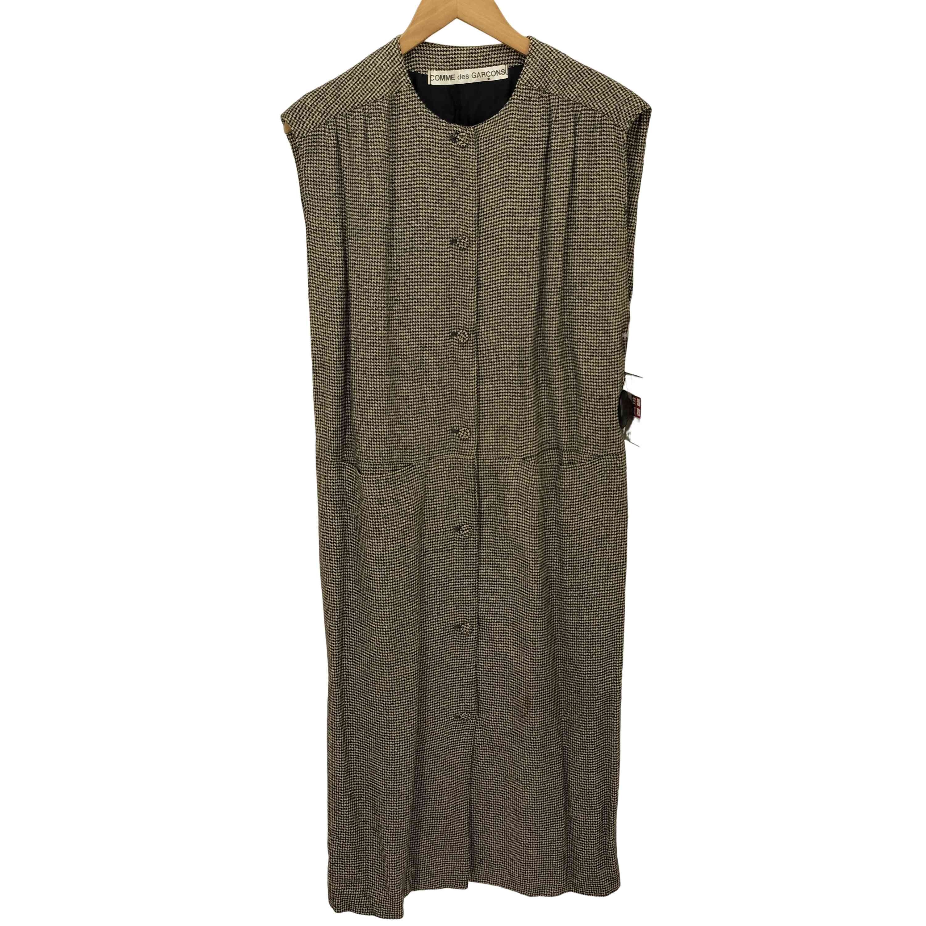 70S レーヨン100% 千鳥格子柄 ノースリーブワンピース【1139339769162】