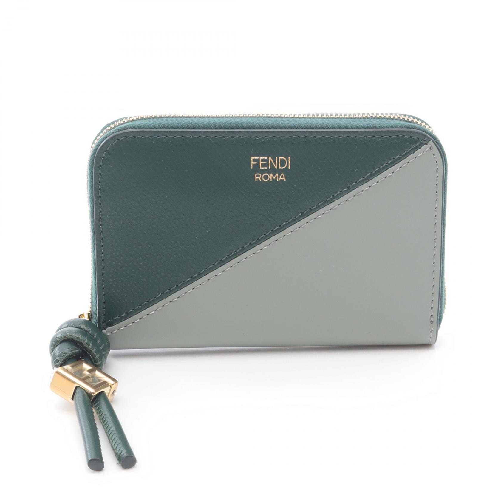 フェンディ FENDI FFダイヤモンド ジップアラウンド財布 ミニ ラウンド財布 財布 レザー レディース グリーン系 8M0313AYCAF1TWG 【新品】