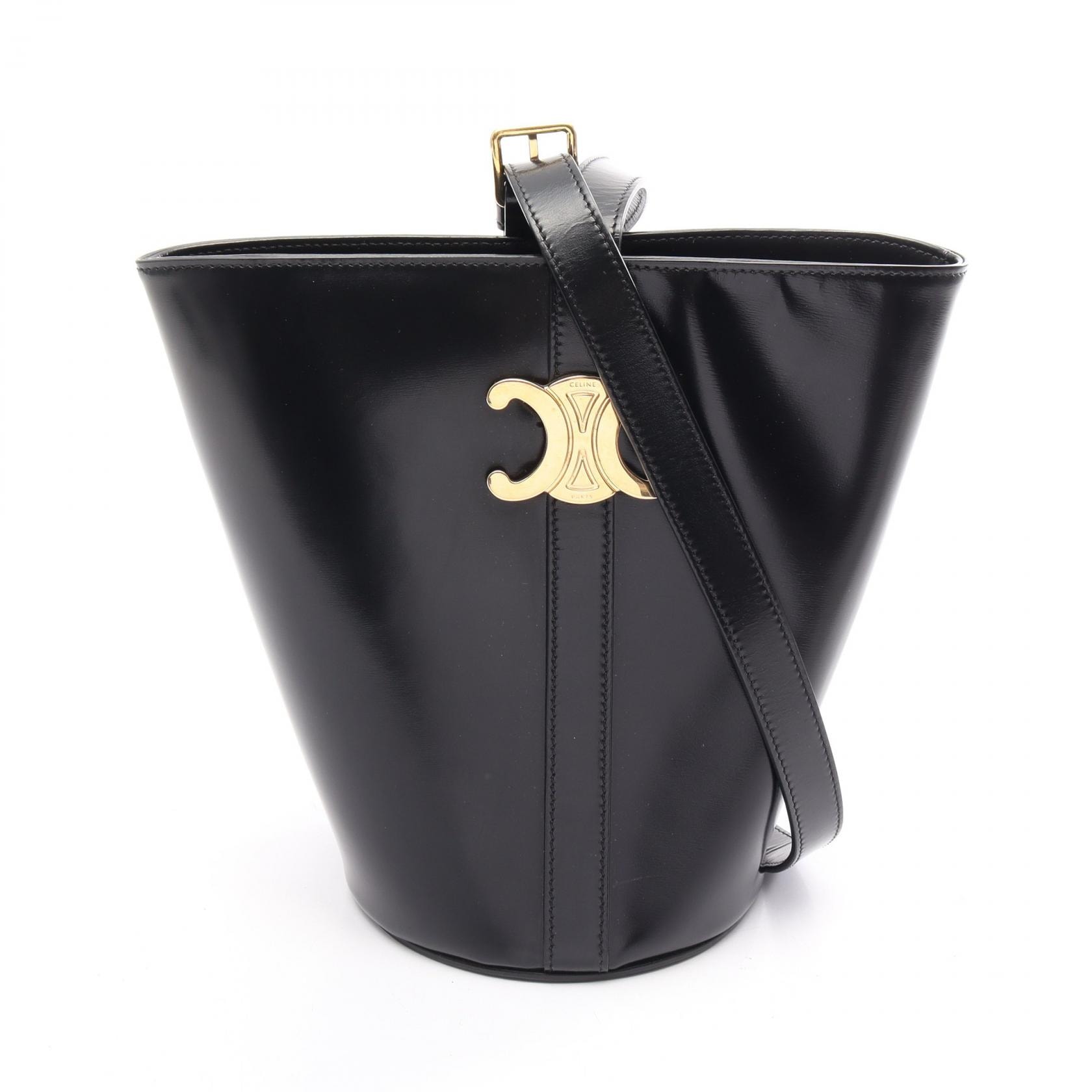 セリーヌ CELINE トリオンフ バケットバッグ ショルダーバッグ バッグ レザー レディース ブラック系 【中古】