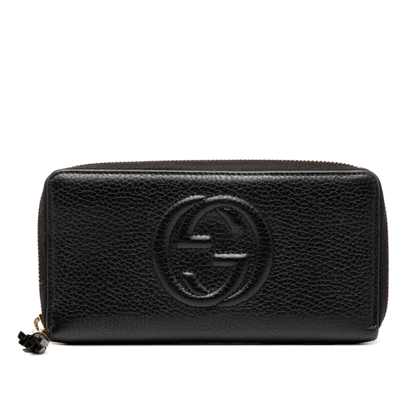 グッチ ソーホー インターロッキングG タッセル ラウンドファスナー 長財布 598187 ブラック レザー レディース GUCCI 【中古】