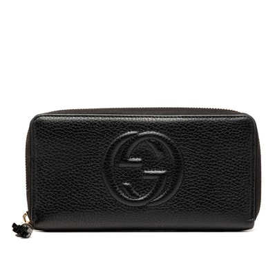 グッチ ソーホー インターロッキングG タッセル ラウンドファスナー 長財布 598187 ブラック レザー レディース GUCCI 【中古】