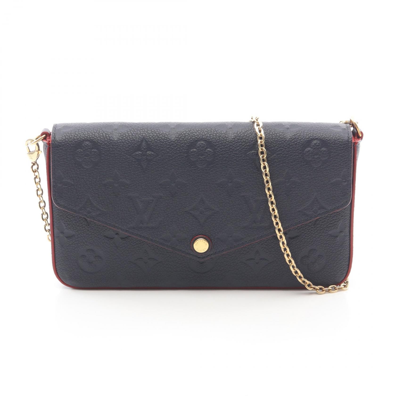 ルイ・ヴィトン LOUIS VUITTON ポシェット フェリシー ショルダーバッグ バッグ レザー モノグラム・アンプラント マリーヌルージュ レディース ネイビー系 / レッド系 M64099 【中古】