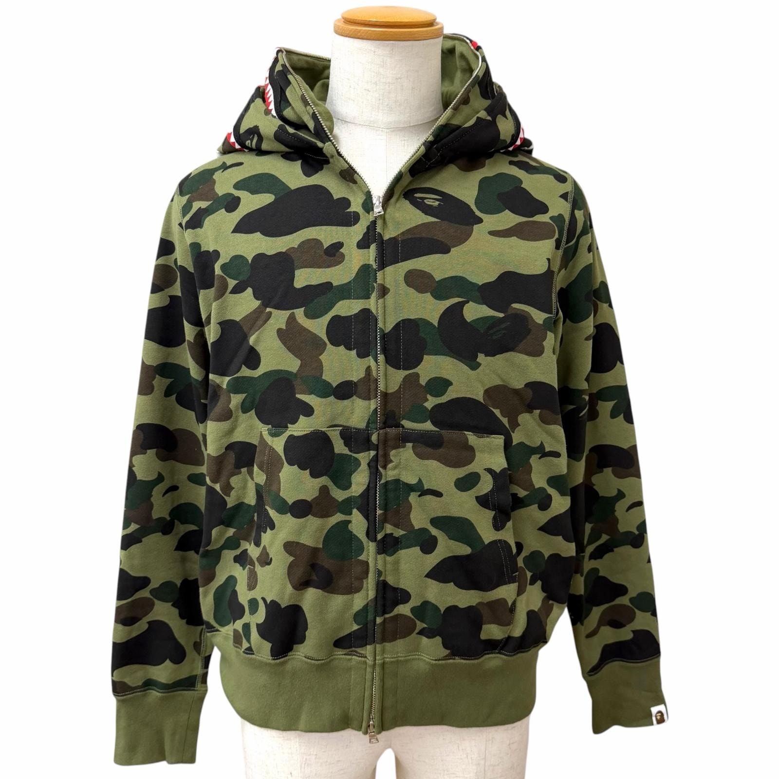美品 ア ベイシング エイプ パーカー SHARK HOODIE カーキ