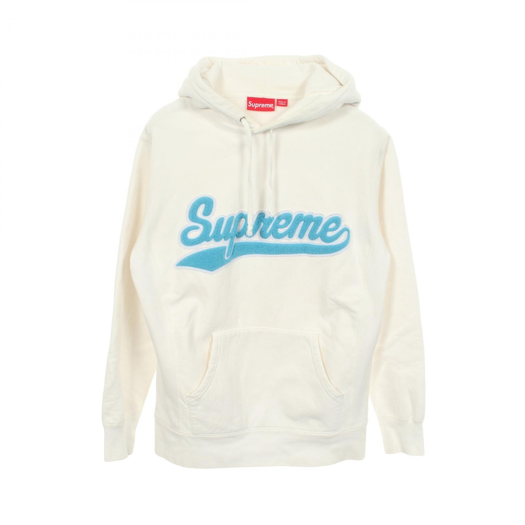 シュプリーム Supreme ロゴ 裏起毛 パーカー 衣料品 トップス コットン メンズ ホワイト系 【中古】