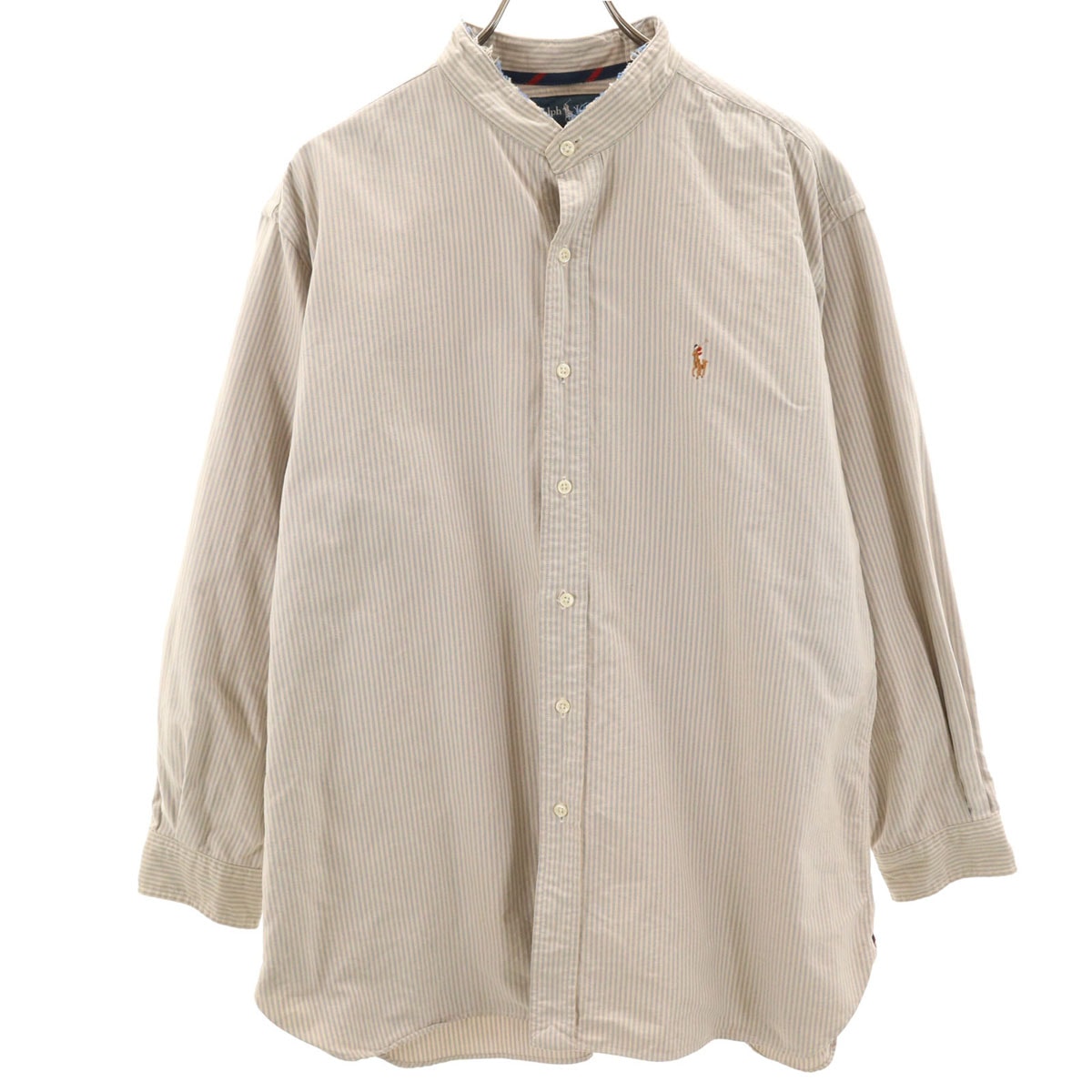RALPH LAUREN ラルフローレン ストライプ柄 長袖 オックスフォードシャツ XL アイボリー