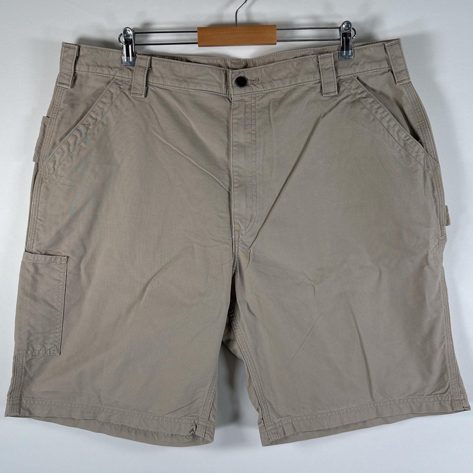 古着 カーハート Carhartt ダック ショートパンツ 大きいサイズ ワークショーツ ワンポイントロゴ サイドポケット w42  ベージュ系 メンズ