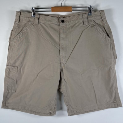 古着 カーハート Carhartt ダック ショートパンツ 大きいサイズ ワークショーツ ワンポイントロゴ サイドポケット w42 ベージュ系 メンズ
