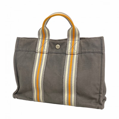 ★最終価格【6dc2677】エルメス ハンドバッグ フールトゥPM キャンバス グレー シルバー金具【中古】メンズ レディース ユニセックス