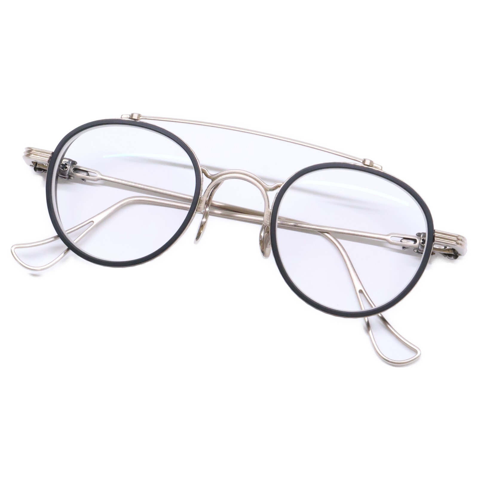 Chrome Hearts 46 24-145 SPANKY MBK-P/BS-TB Metal Frame Eyewear "Silver/Matte Black"